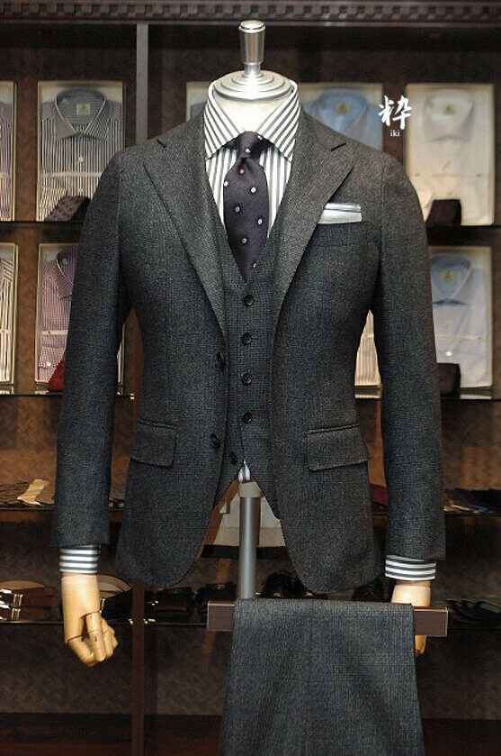 Bespoke Suit(オーダースーツ) DRAPERS(ドラッパーズ) メランジウール グレンチェック シングル2ボタン スリーピースの画像ID821
