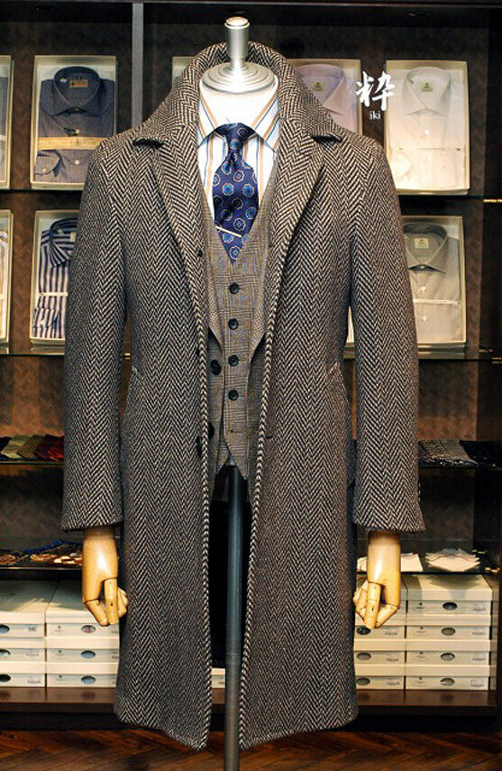Bespoke Coat(オーダーコート) ブラウンヘリンボーン バルカラー DRAPERS(ドラッパーズ)　の画像ID1529