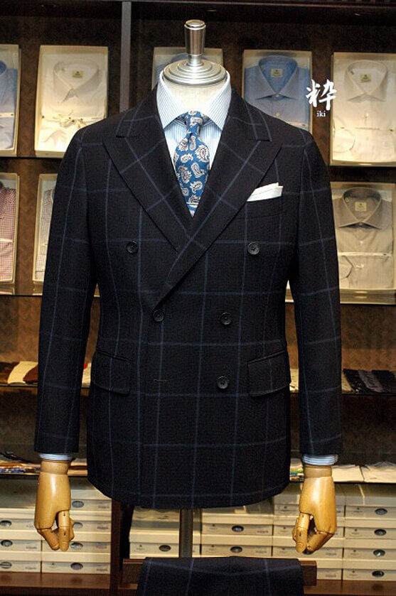 Bespoke Suit(オーダースーツ) ネイビーウインドウペーン DRAPERS(ドラッパーズ) の画像ID1486