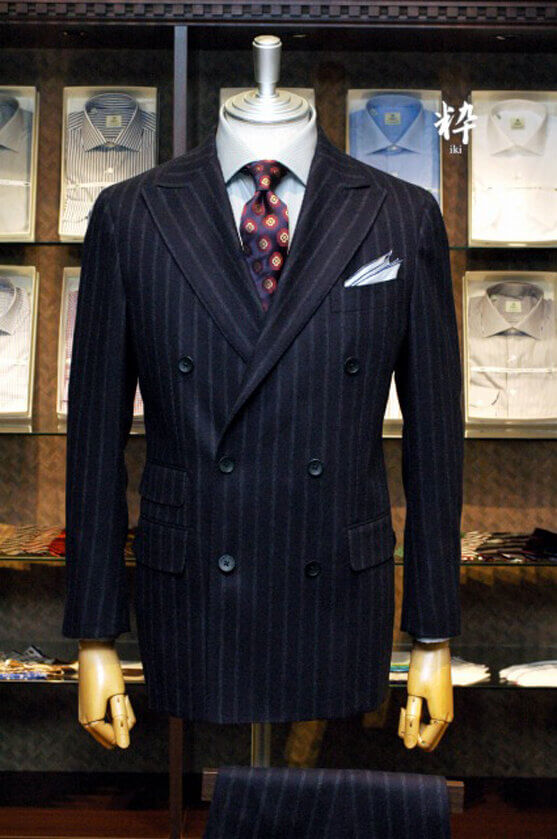 Bespoke Suit(オーダースーツ) ネイビーフランネル ストライプ DRAPERS(ドラッパーズ) の画像ID1576