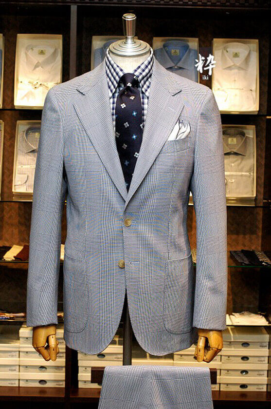 Bespoke Suit(オーダースーツ) ブルーフレスコ グレンチェック DRAPERS(ドラッパーズ) の画像ID1352