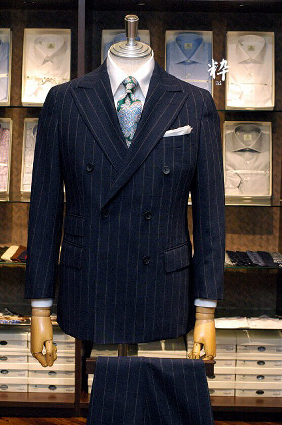 Bespoke Suit(オーダースーツ) ネイビーフレスコ ストライプ DRAPERS (ドラッパーズ) の画像ID1328