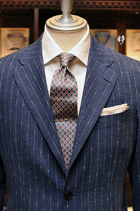 Bespoke Suit(オーダースーツ) ウール&シルク&リネン ストライプ Caccioppoli(カチョッポリ) の画像ID1078