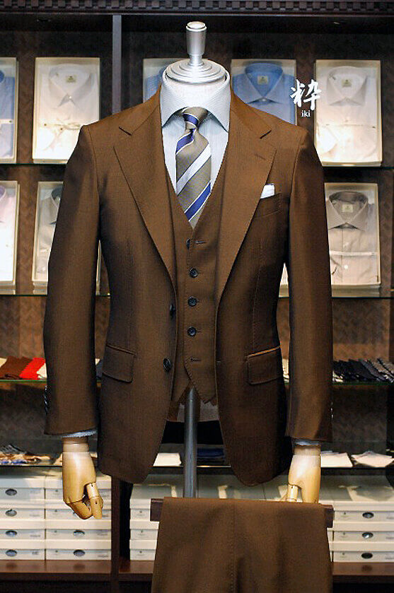Bespoke Suit(オーダースーツ) ブラウンモヘア  スリーピース DRAPERS(ドラッパーズ) の画像ID1050