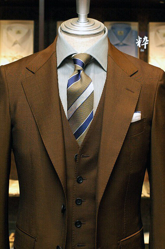 Bespoke Suit(オーダースーツ) ブラウンモヘア  スリーピース DRAPERS(ドラッパーズ) の画像ID1049