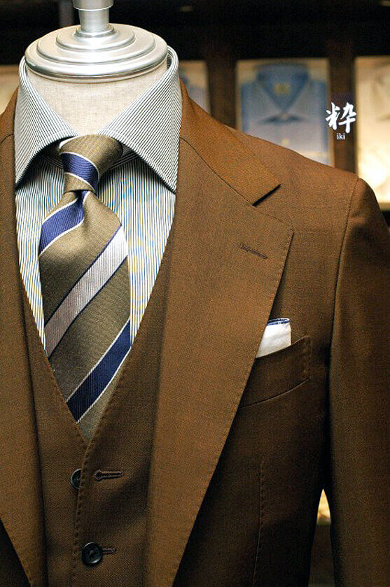 Bespoke Suit(オーダースーツ) ブラウンモヘア  スリーピース DRAPERS(ドラッパーズ) の画像ID1051