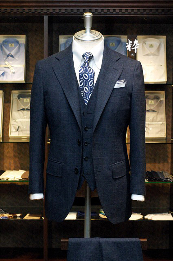 Bespoke Suit(オーダースーツ) ネイビーグレンチェック Caccioppoli