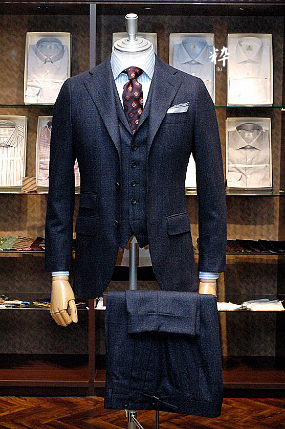 Bespoke Suit オーダースーツ ネイビーグレンチェック Drapers ドラッパーズ 4ply 名古屋 ビスポークテーラー 粋